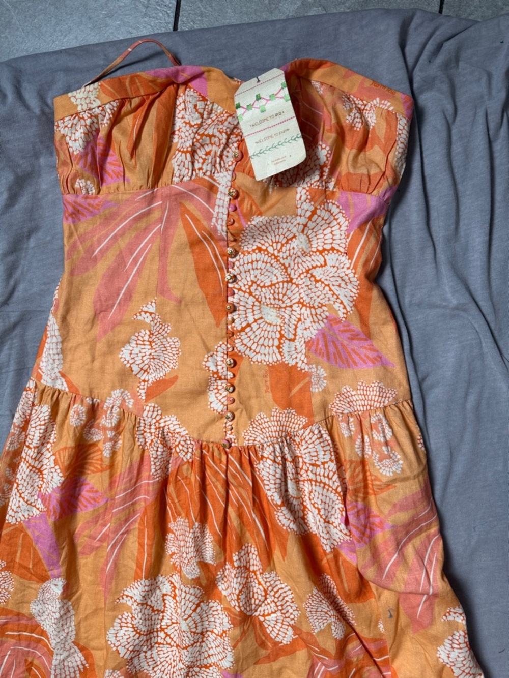 Farm Rio x Anthropologie Linen Blend- NWT (missing 3 buttons; use NOT impacted - Picture 9 of 9